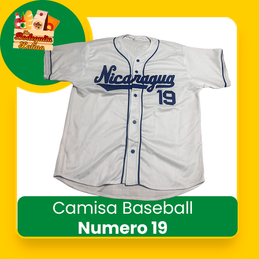 Camisa Basaball Blanca Numero 19 Nicaragua