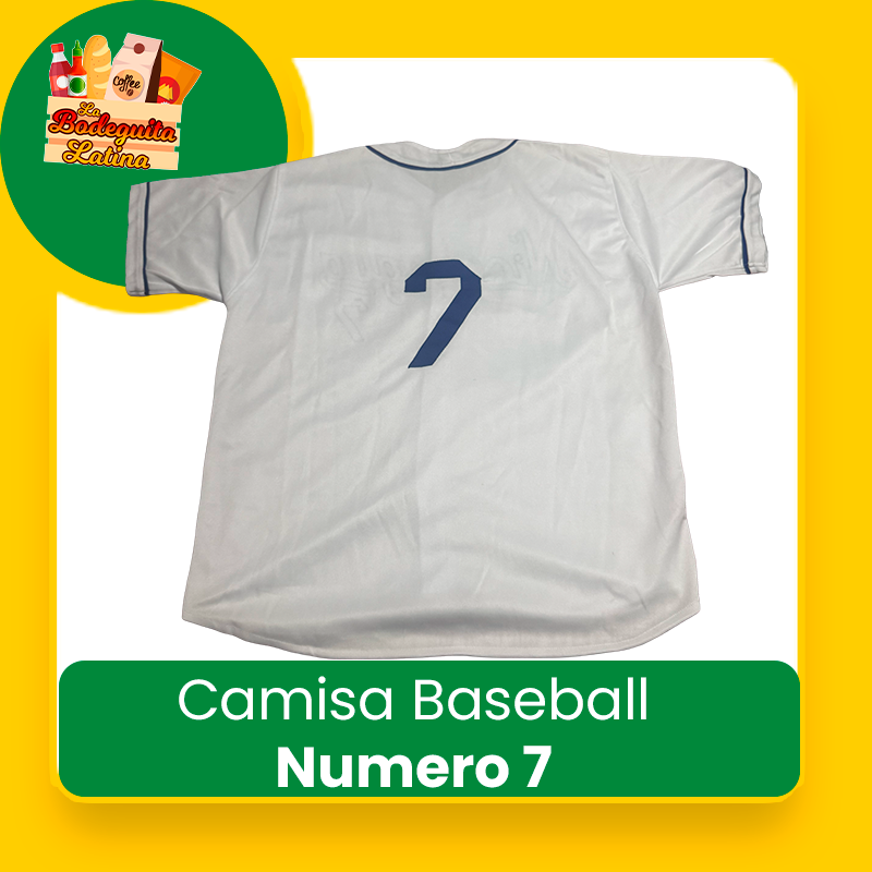 Camisa Baseball Numero 7 Blanca Nicaragua