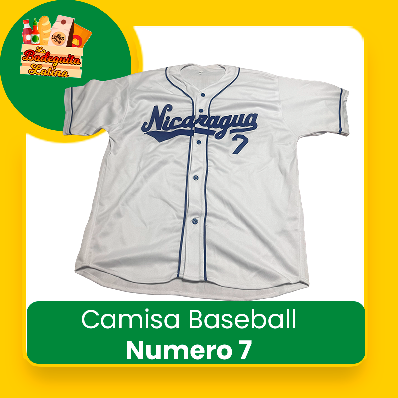 Camisa Baseball Numero 7 Blanca Nicaragua